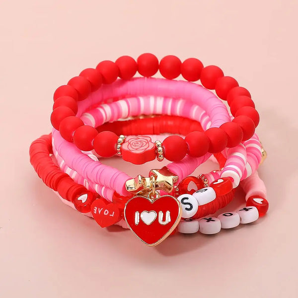 Valentine Beaded Bracelet Set