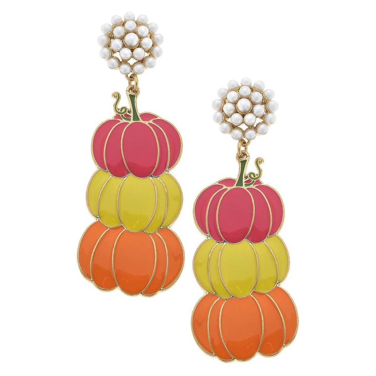 Stacked Pumpkins Enamel Earrings