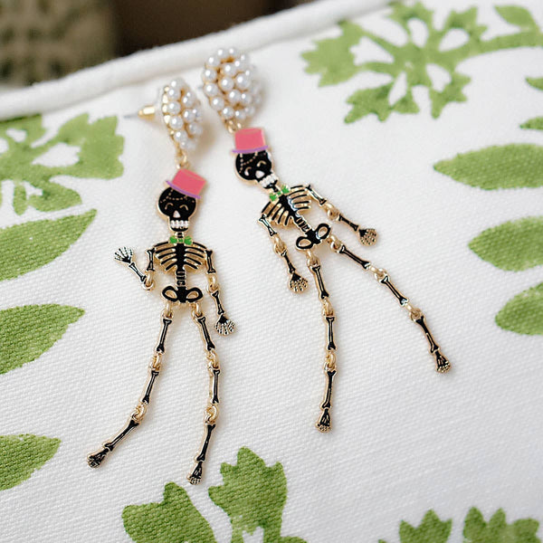 Halloween Skeleton Enamel Earrings