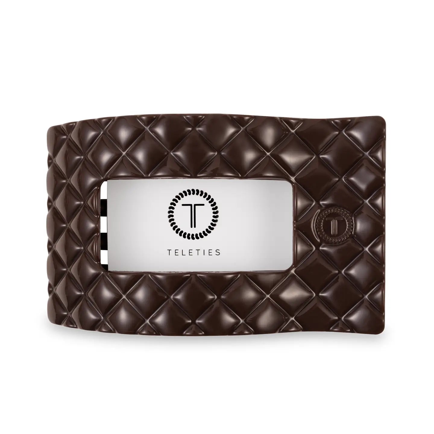 Truly Taupe Quilted Rectangle Flat Teletie Clip - Large