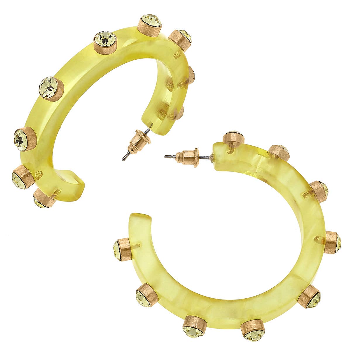 Yellow Renee Resin And Rhinestone Hoop Earrings