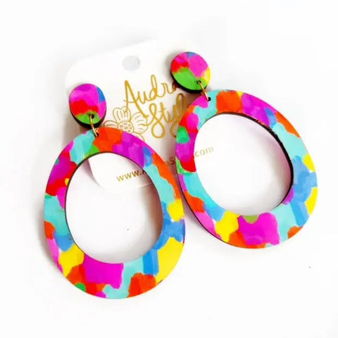 Oval Drop Earrings - Colorful