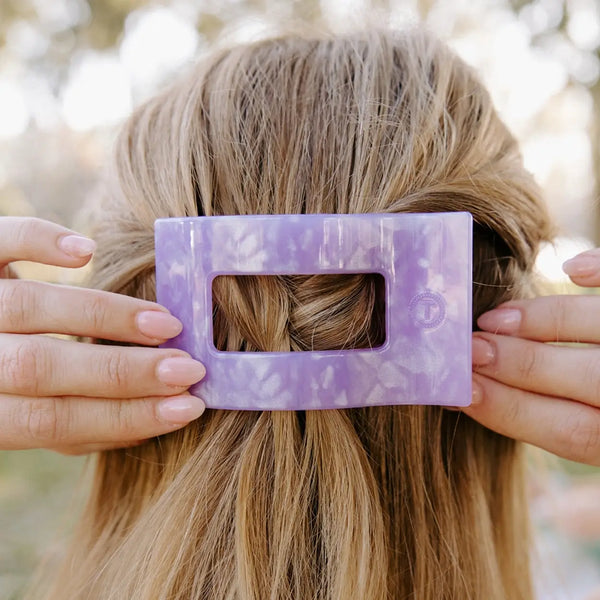 Lavender Mist Rectangle Flat Teletie Clip - Medium