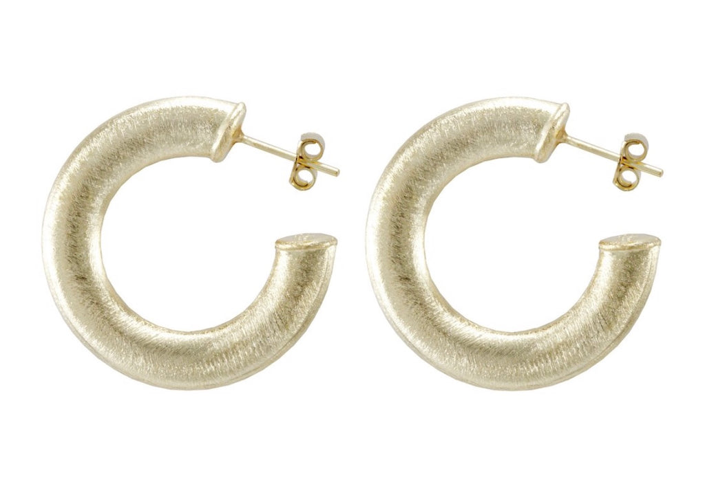 Small Brushed Gold Irene Hoops - Sheila Fajl