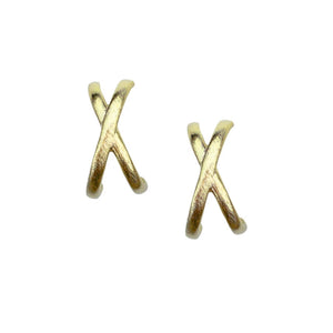 Gold Crisscross Stud Earrings - Sheila Fajl