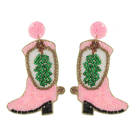 Christmas Tree Cowboy Boot Earrings