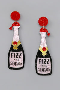 Fizz The Season Bottle Earrings - Black