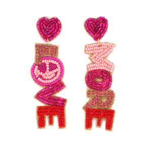Smiley Face Love More Earrings - Pink