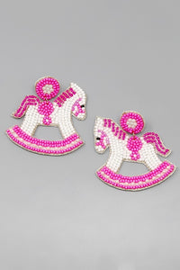 Pink Baby Rocking Horse Earrings