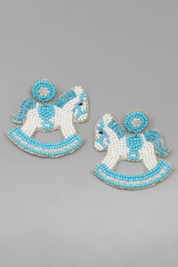 Blue Baby Rocking Horse Earrings