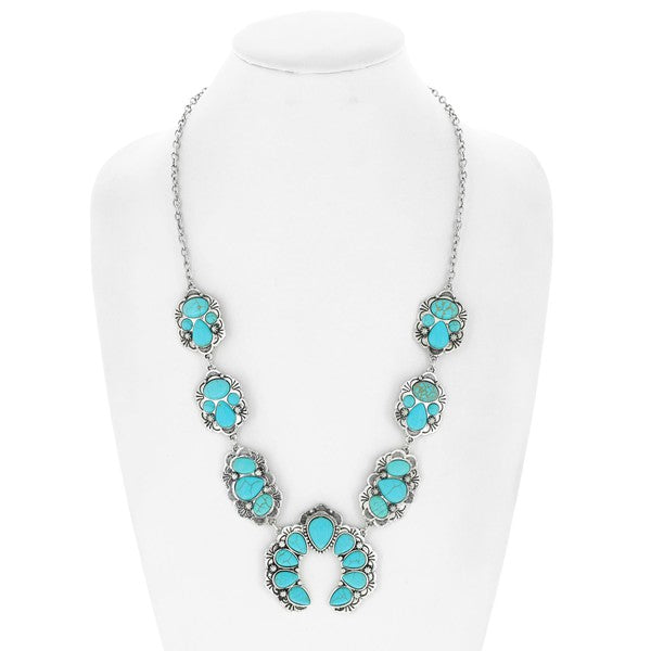 Turquoise Stone Blossom Necklace