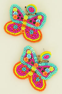 Blue Sequin Butterfly Earrings