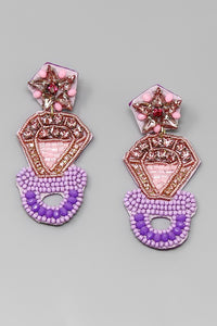 Purple Diamond Ring Earrings