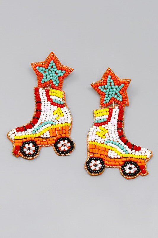 Orange Star Roller Skate Earrings