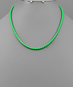 Neon Green Box Chain Necklace