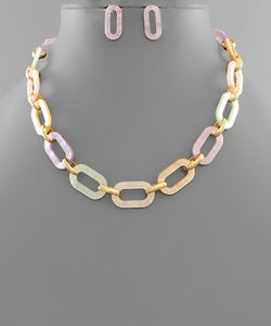 Multi Color Acrylic Chain Necklace