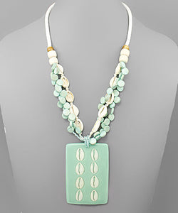 Resin Rectangle Shell Necklace