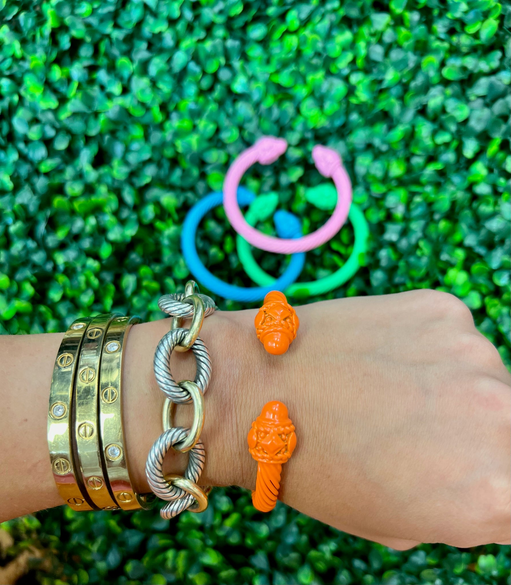 Large Color Coat Cable Cuff Bracelet