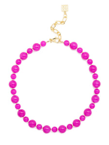 Hot Pink Multi Size Bead Collar Necklace - ZENZII