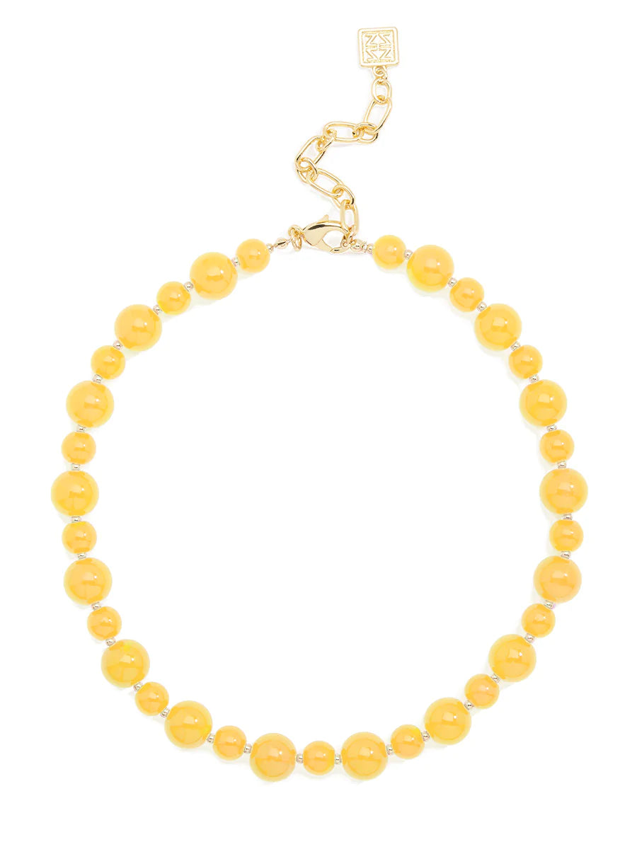 Yellow Multi Size Bead Collar Necklace - ZENZII