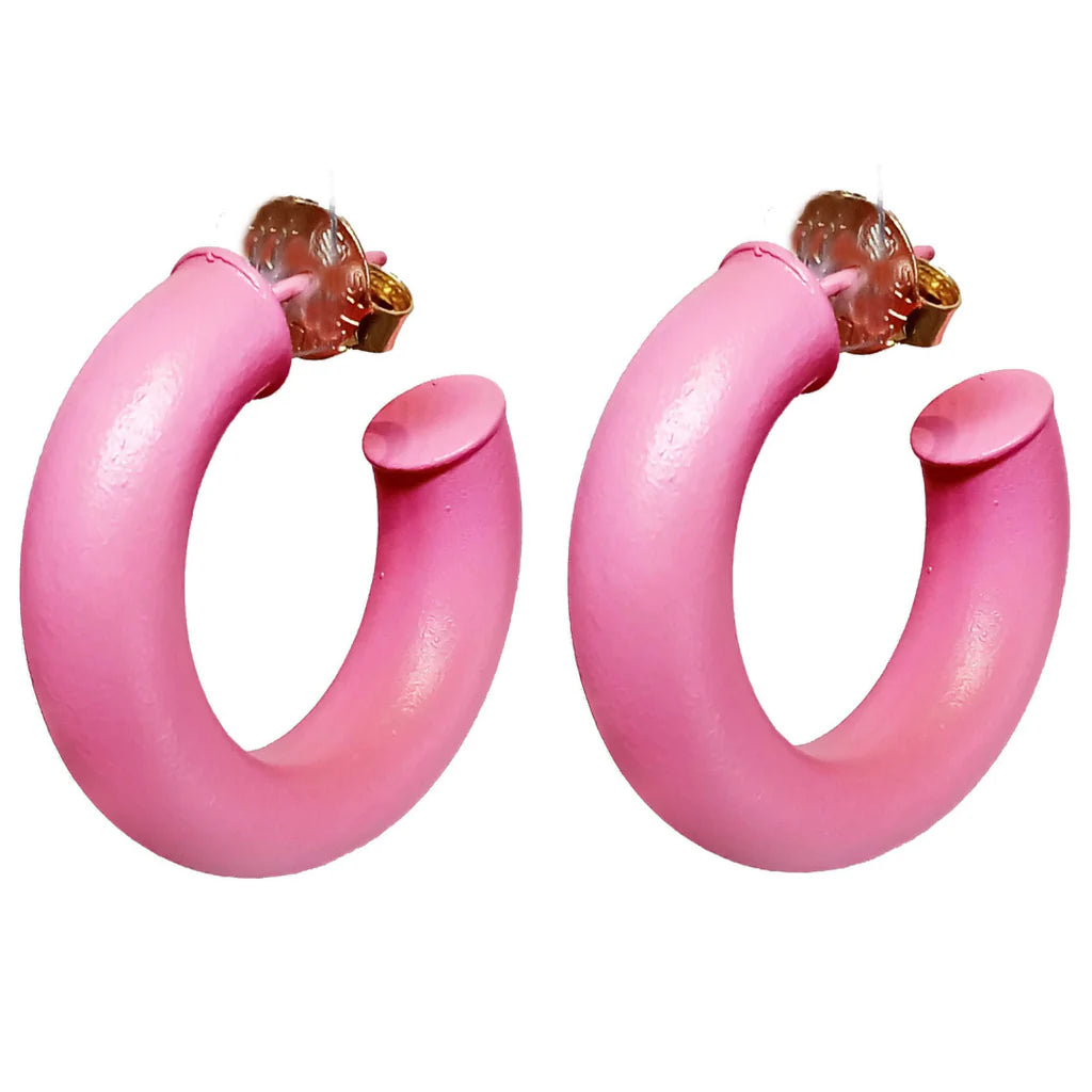 Painted Pink Chantal Hoop Earrings - Sheila Fajl