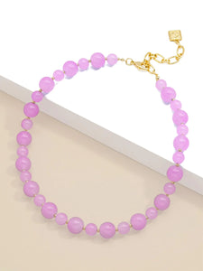 Lavender Multi Size Bead Collar Necklace - ZENZII